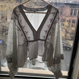 Fee People Detailed Peasant Top